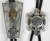 Two Navajo sterling and 14K go