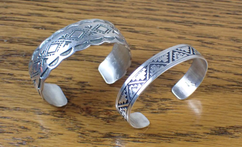 TWO NAVAJO STERLING SILVER CUFF