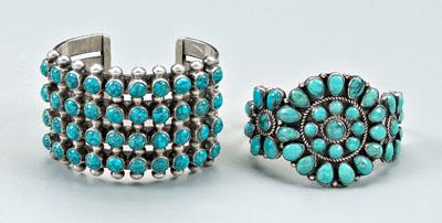 Two Navajo turquoise bracelets,