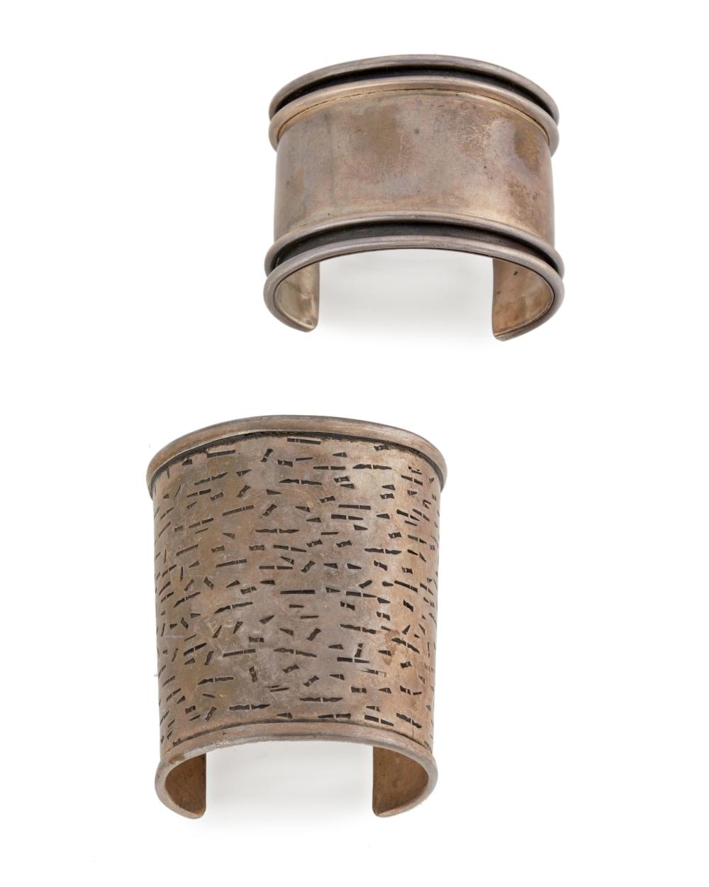 TWO NAVAJO WIDE CUFF BRACELETSTwo