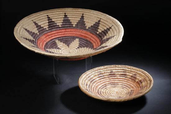TWO NAVAJO WOVEN WEDDING BASKETS. -