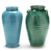 TWO NC ART POTTERY TALL VASES<