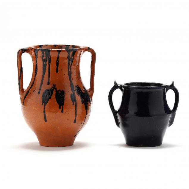 TWO NC POTTERY VASES, UNKNOWN