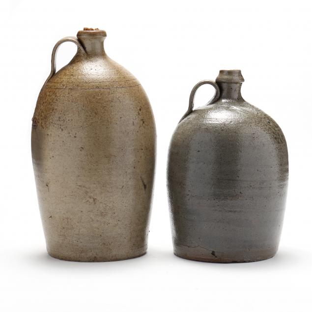 TWO NC SALT GLAZED STONEWARE JUGS