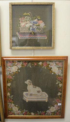 TWO NEEDLEPOINT WALL HANGINGS,