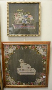 TWO NEEDLEPOINT WALL HANGINGS,