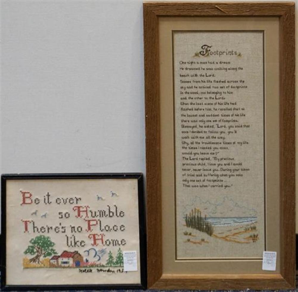 TWO NEEDLEPOINTS, FRAME SIZE OF