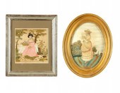 TWO NEEDLEWORK PICTURES.  Amer