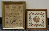 TWO NEEDLEWORK SAMPLERS, 19TH