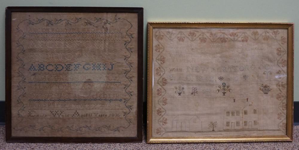 TWO NEEDLEWORK SAMPLERS, 19TH