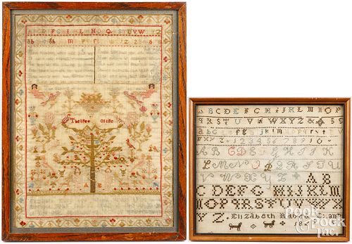 TWO NEEDLEWORK SAMPLERS, 19TH C.Two