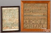 TWO NEEDLEWORK SAMPLERS, 19TH