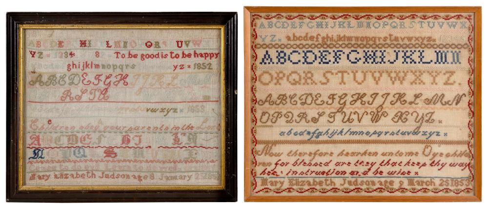 TWO NEEDLEWORK SAMPLERS MID-19TH