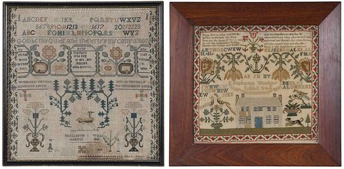 TWO NEEDLEWORK SAMPLERS19th