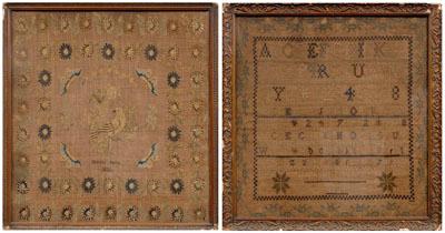 Two needleworks: 1835 floral and