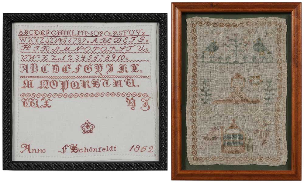 Two Needleworks 19th century: one