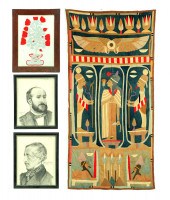 TWO NEEDLEWORKS AND TWO SKETCH