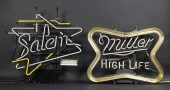 TWO NEON BAR ADVERTISING SIGNS