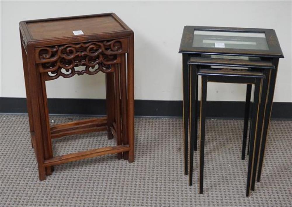 TWO NEST OF THREE CHINESE HONGMU