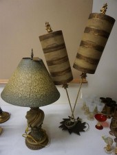 TWO NEUTRAL AND GOLD TONE TABL