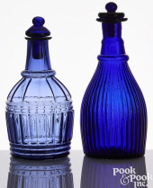 TWO NEW ENGLAND BLOWN COBALT G