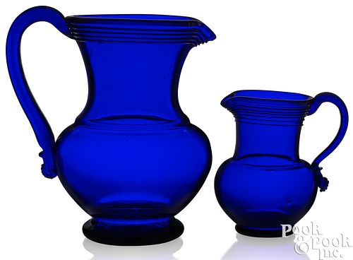 TWO NEW ENGLAND BLOWN COBALT