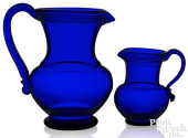 TWO NEW ENGLAND BLOWN COBALT G