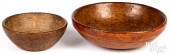 TWO NEW ENGLAND BURL BOWLS, 19