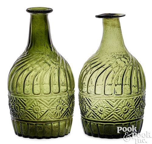 TWO NEW YORK BLOWN THREE-MOLD GLASS