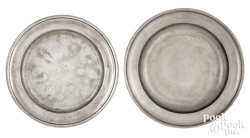 TWO NEW YORK PEWTER PLATES, CA.