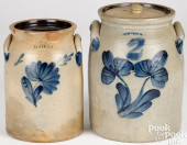 TWO NEW YORK STONEWARE CROCKS,
