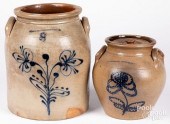 TWO NEW YORK STONEWARE CROCKS,