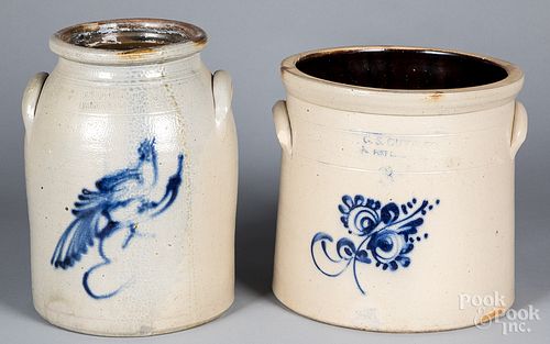 TWO NEW YORK STONEWARE CROCKS ,19TH