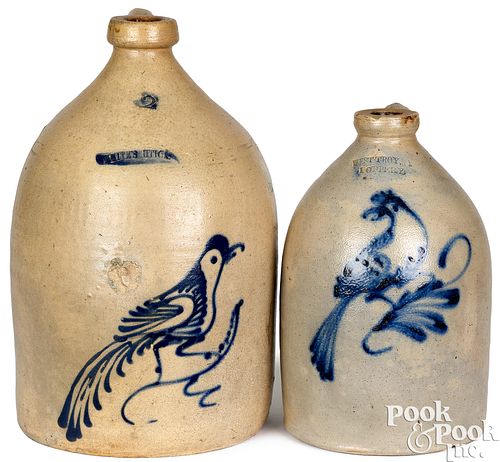 TWO NEW YORK STONEWARE JUGS, 19TH