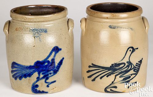 TWO NEW YORK THREE-GALLON STONEWARE