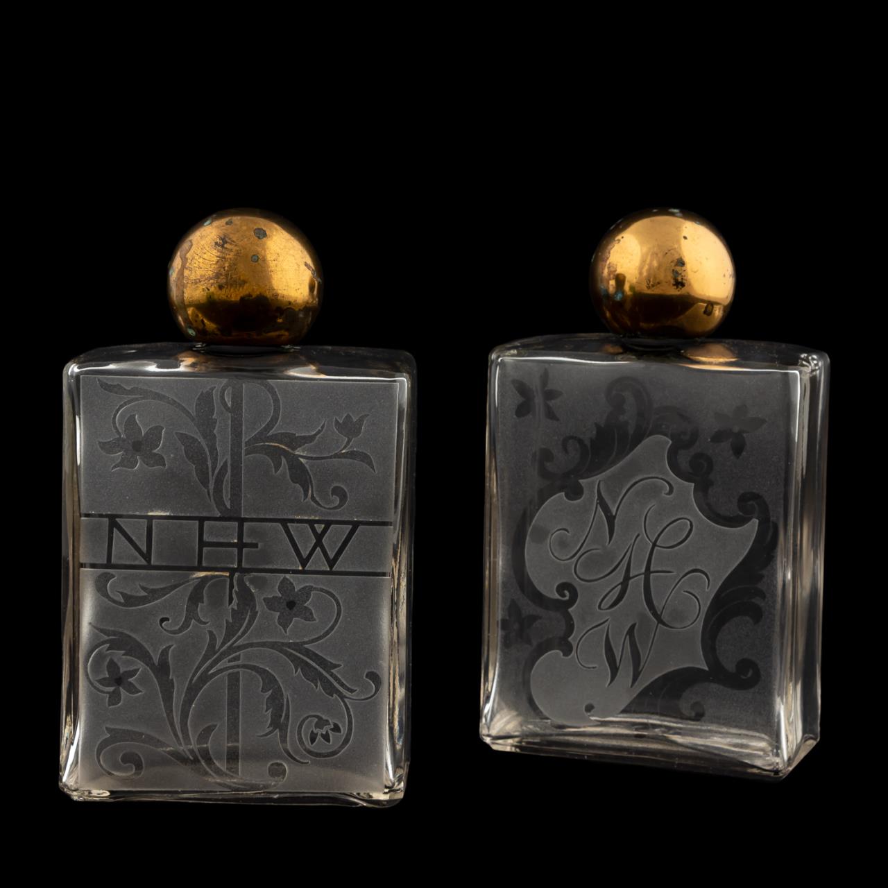 TWO "NHW" MONOGRAMMED ETCHED