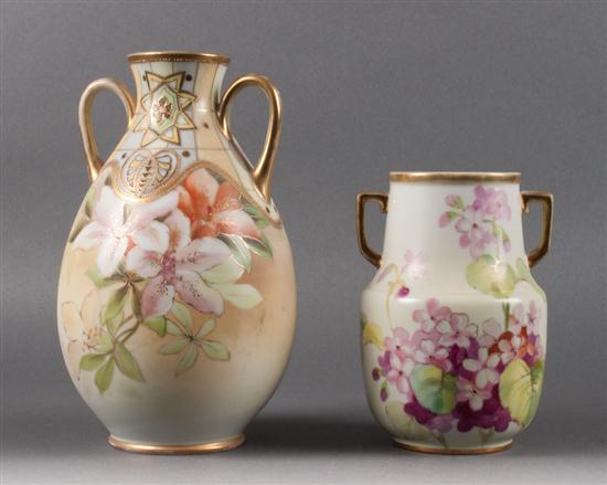 Two Nippon floral decorated