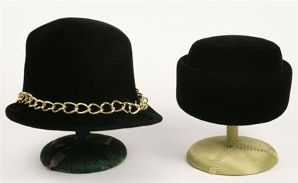 Two Norman Norell hats    One black