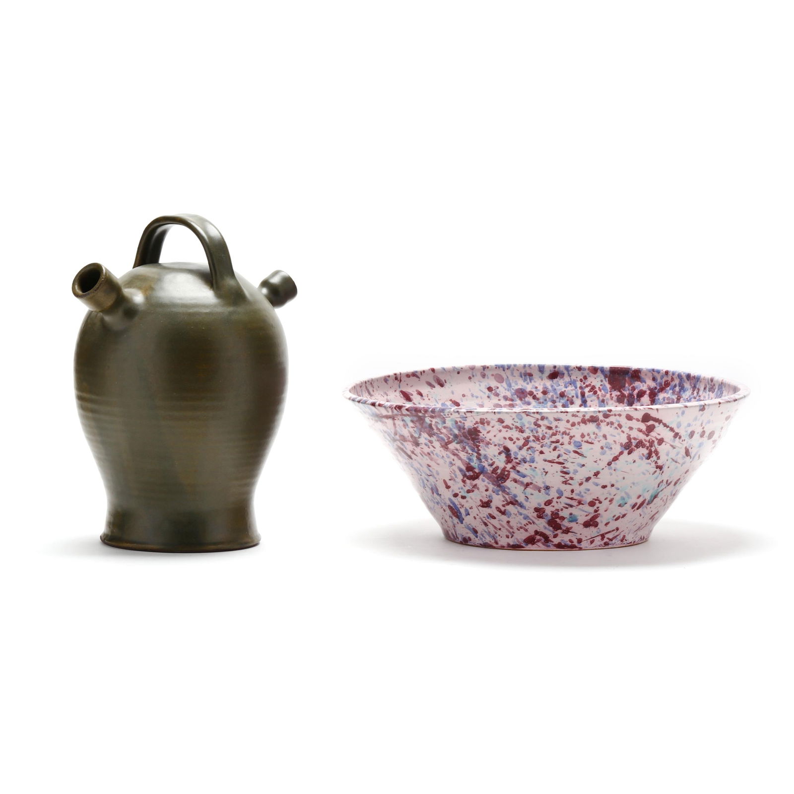 TWO NORTH CAROLINA POTTERY VESSELS,