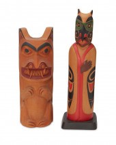 TWO NORTHWEST COAST CARVED CED