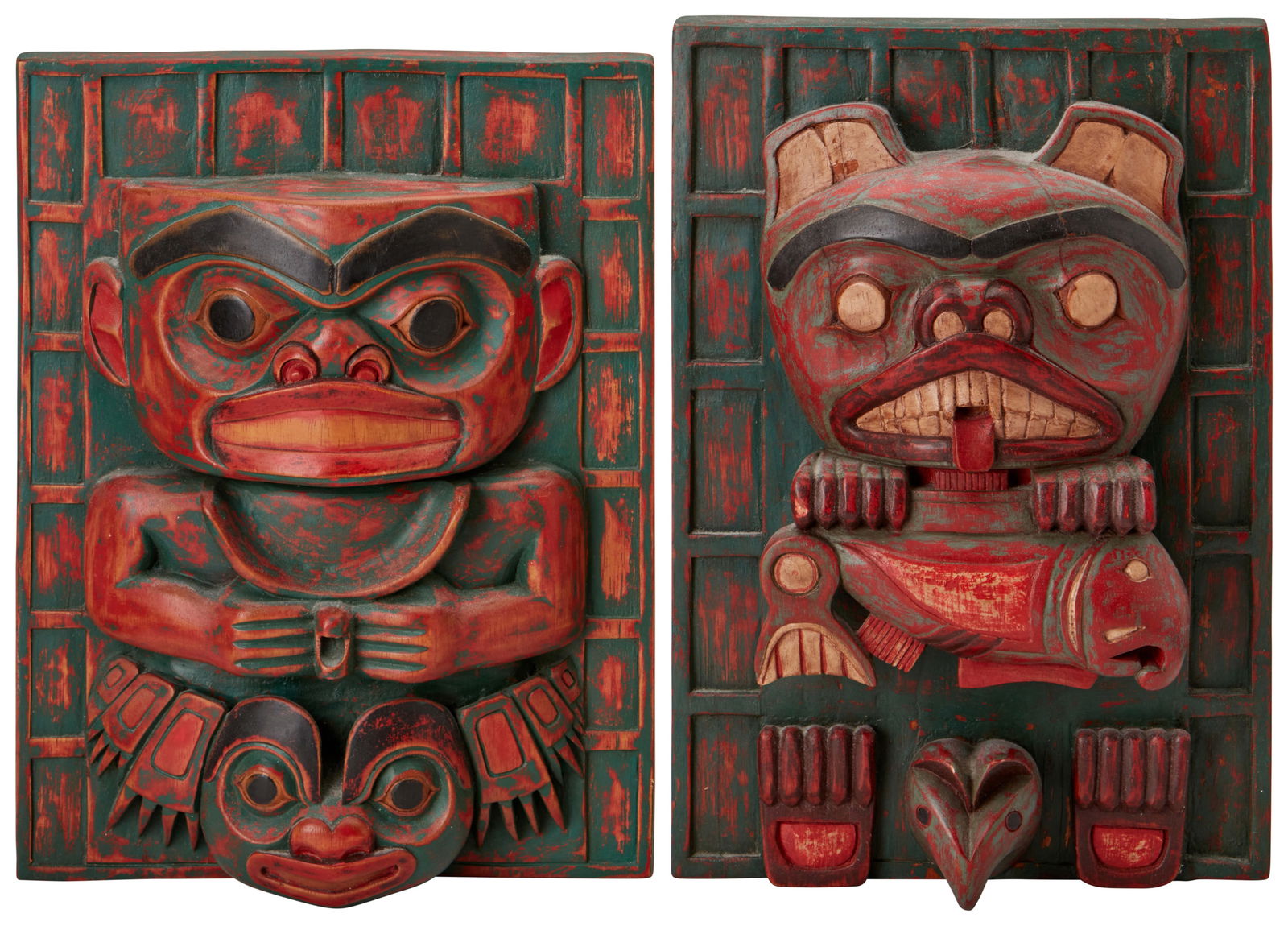 TWO NORTHWEST COAST/KAWKUTIL CARVED