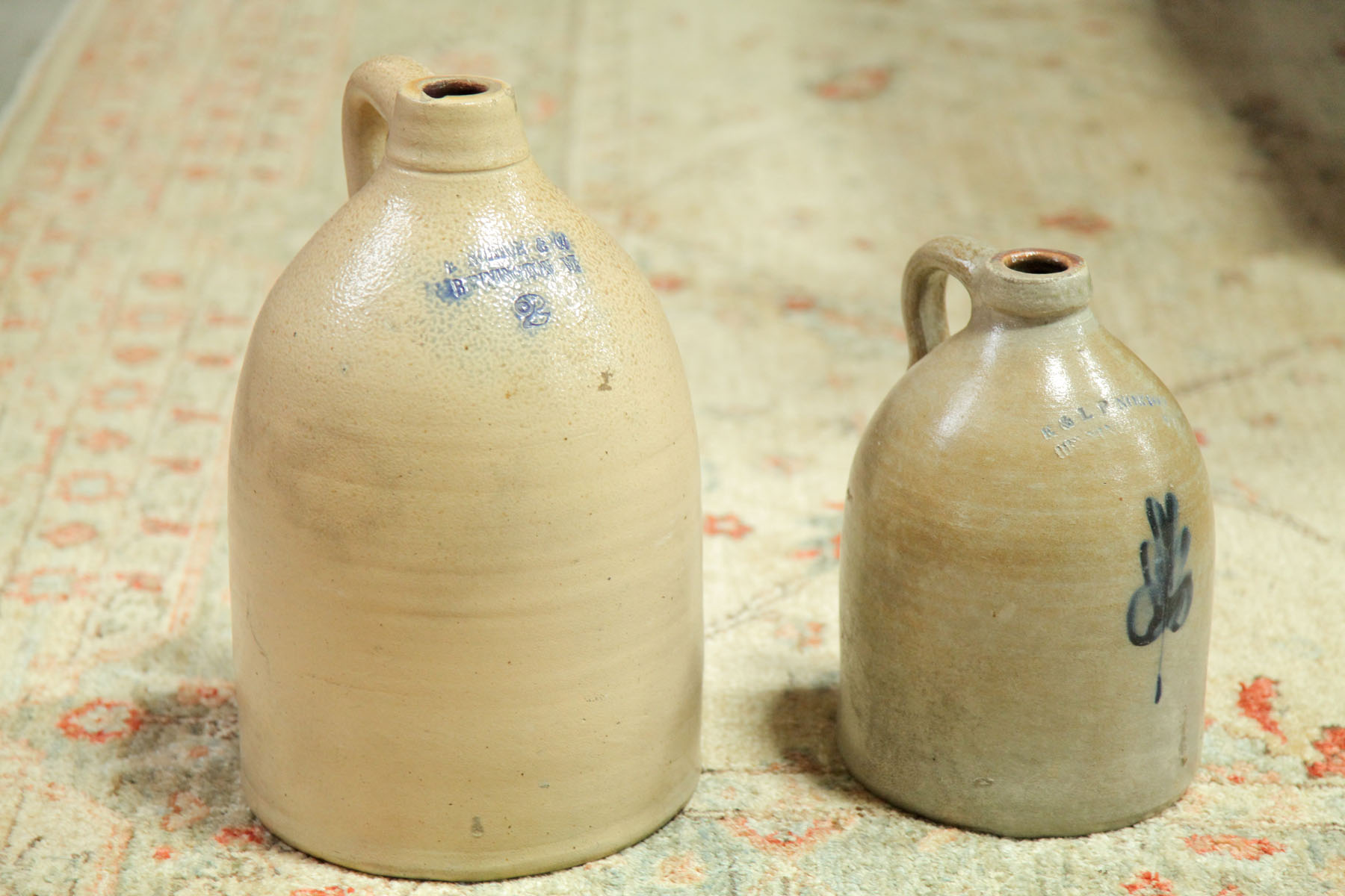 TWO NORTON STONEWARE JUGS. 
