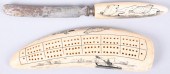 TWO "NUGURUK" SCRIMSHAW TABLE