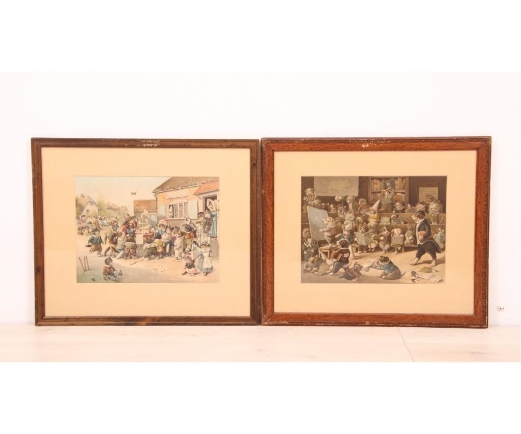 Two oak framed and matted color