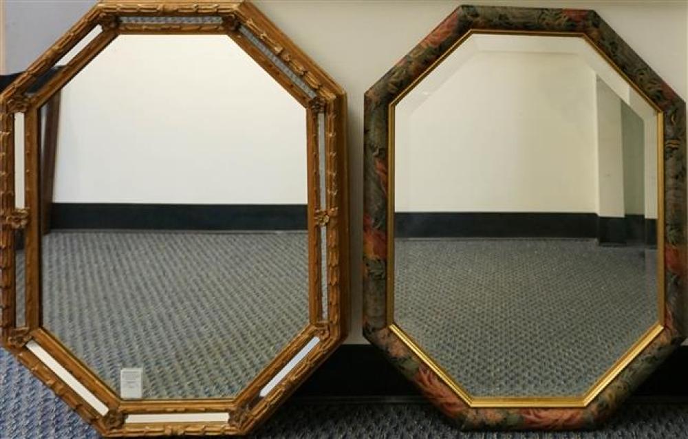 TWO OCTAGONAL FRAME MIRRORS, 32 X