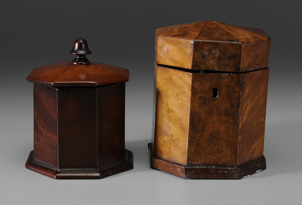 Two Octagonal Tea Boxes British,