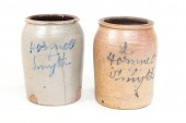 TWO OHIO STONEWARE CROCKS. New