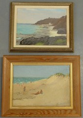 Two oil on board seashore scen