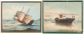 TWO OIL ON BOARD WORKS OF CHIN