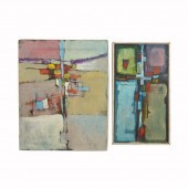 TWO OIL ON CANVAS ABSTRACT WOR